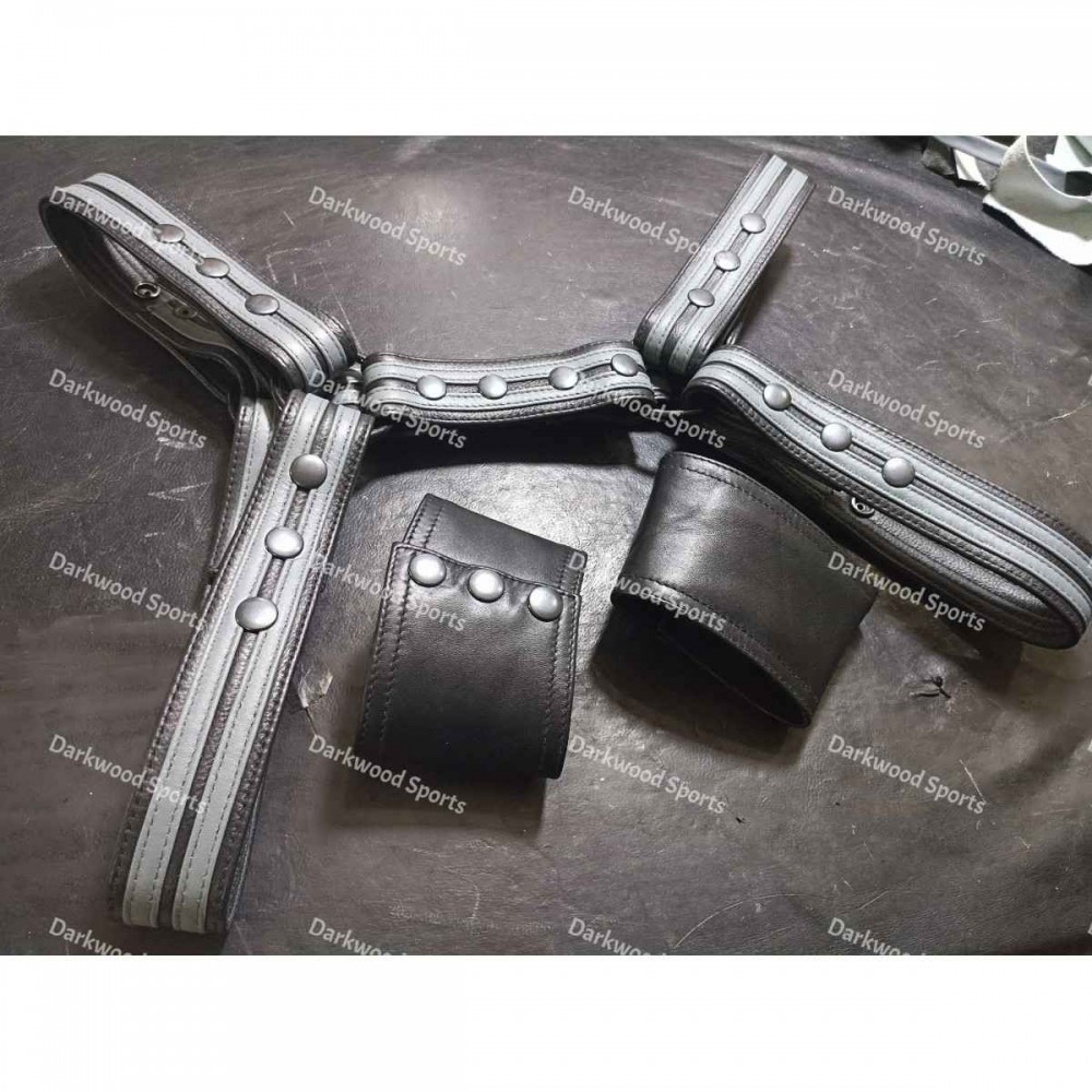 Leather Chest Harness and Cuffs
