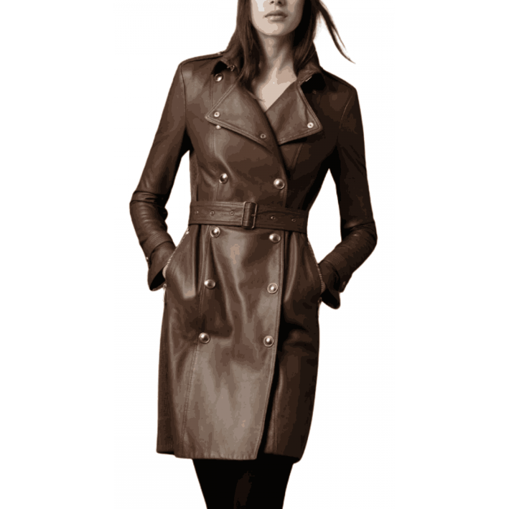 Leather Trench Coat Women 