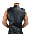Sleeveless Leather Shirt with piping.