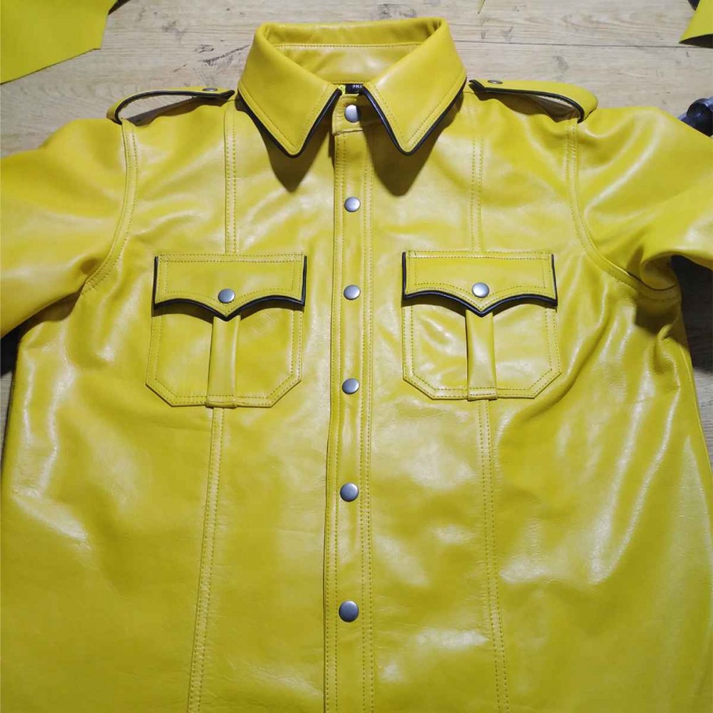 Yellow Leather Piping Shirt