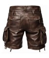 Leather Cargo Shorts Cafe Racer