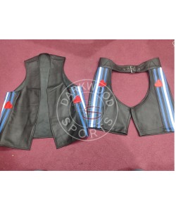 Leather Flag Vest and chap shorts
