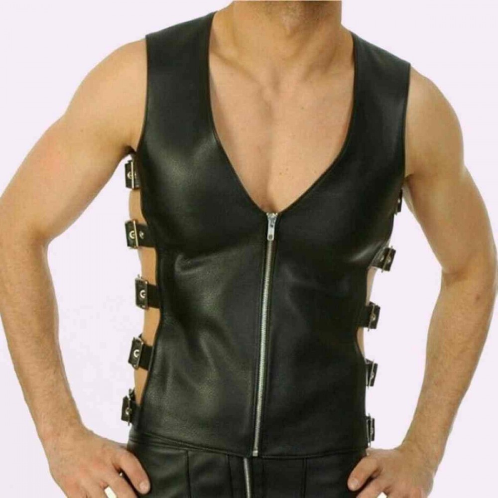 Leather Buckle Vest