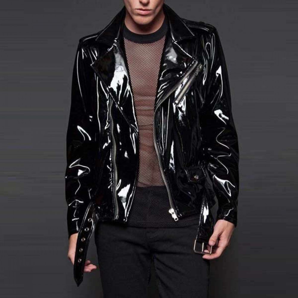 Vinyl PVC Biker Jacket
